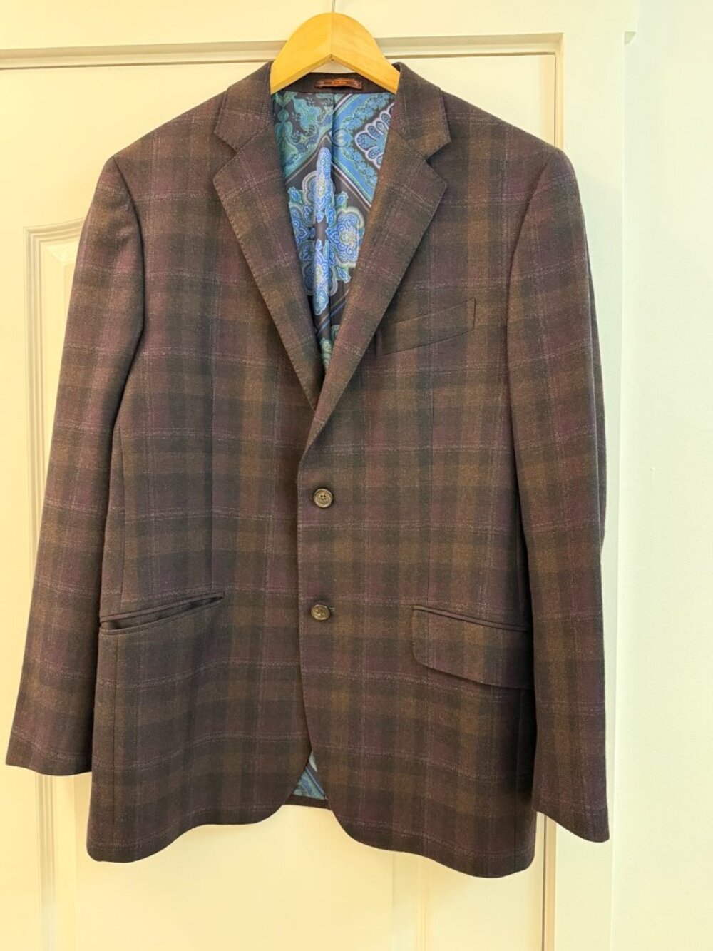 Etro Men's Blazer Multi Color Navy Burgundy - Size 52